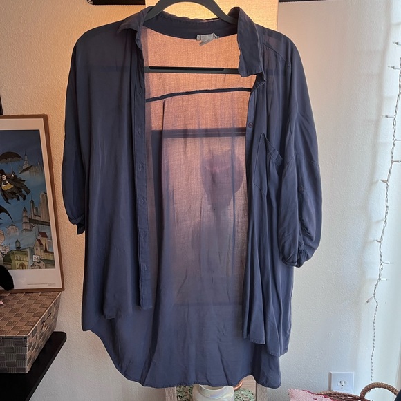 Vintage 100% Rayon Button Down Blue Shirt - Picture 12 of 13